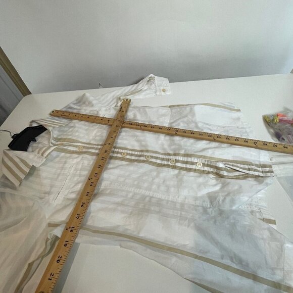 Javier Simorra Women Button Down Long Sleeve Dress Shirt Off White 10 3/4 Sleeve - Picture 8 of 8